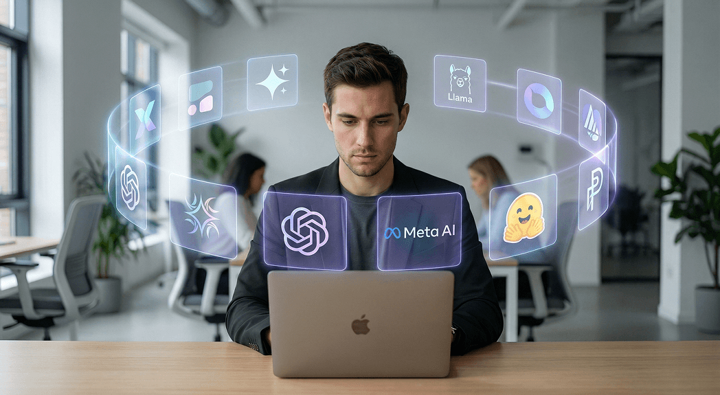 man working with ai