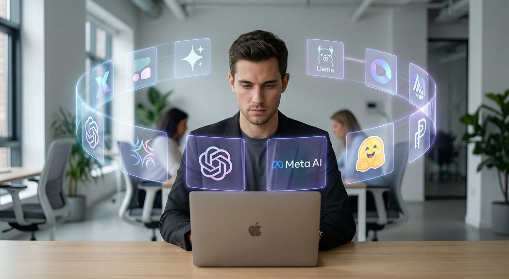 man working with ai